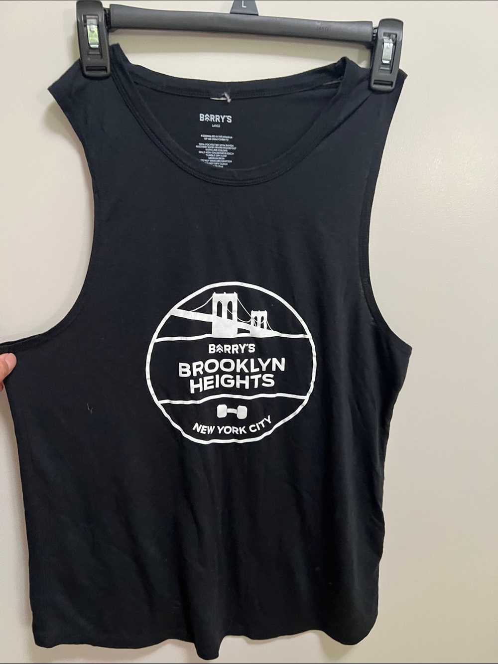 Barry's Brooklyn Heights Black Muscle Tank Large- Runs Small